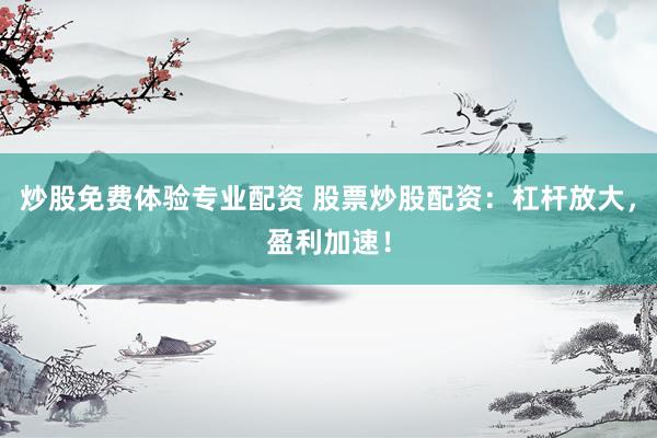 炒股免费体验专业配资 股票炒股配资：杠杆放大，盈利加速！
