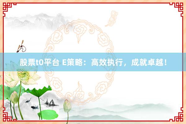 股票t0平台 E策略：高效执行，成就卓越！