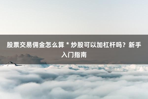 股票交易佣金怎么算 * 炒股可以加杠杆吗？新手入门指南