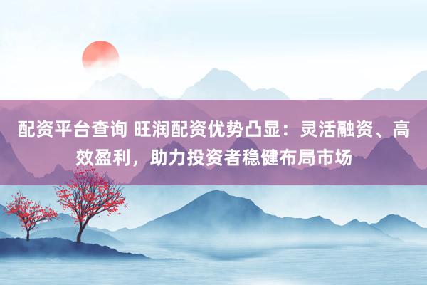 配资平台查询 旺润配资优势凸显：灵活融资、高效盈利，助力投资者稳健布局市场