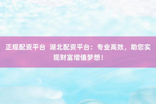 正规配资平台  湖北配资平台：专业高效，助您实现财富增值梦想！