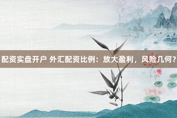 配资实盘开户 外汇配资比例：放大盈利，风险几何？