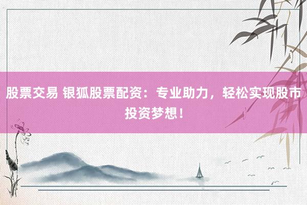 股票交易 银狐股票配资：专业助力，轻松实现股市投资梦想！