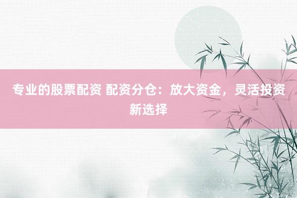 专业的股票配资 配资分仓：放大资金，灵活投资新选择