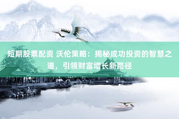 短期股票配资 沃伦策略：揭秘成功投资的智慧之道，引领财富增长新路径