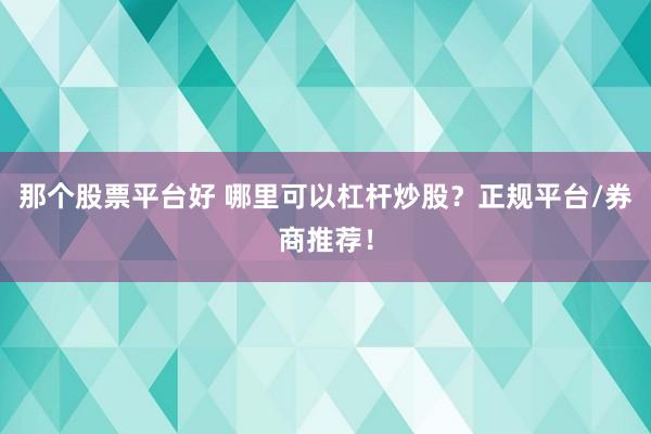 那个股票平台好 哪里可以杠杆炒股？正规平台/券商推荐！