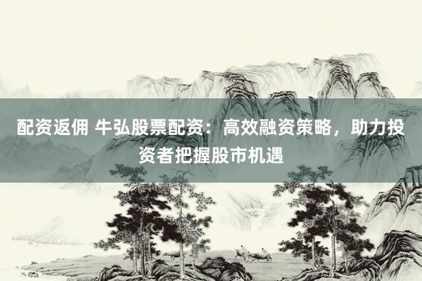 配资返佣 牛弘股票配资：高效融资策略，助力投资者把握股市机遇
