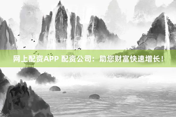 网上配资APP 配资公司：助您财富快速增长！