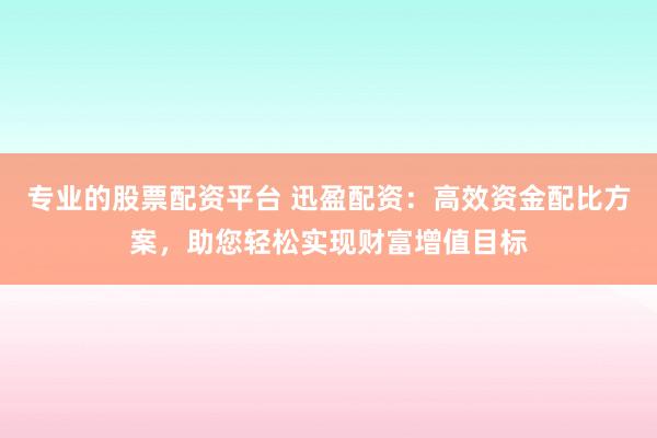专业的股票配资平台 迅盈配资：高效资金配比方案，助您轻松实现财富增值目标
