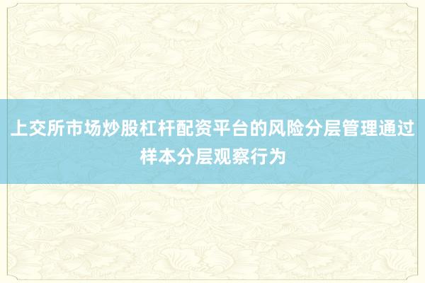 上交所市场炒股杠杆配资平台的风险分层管理通过样本分层观察行为