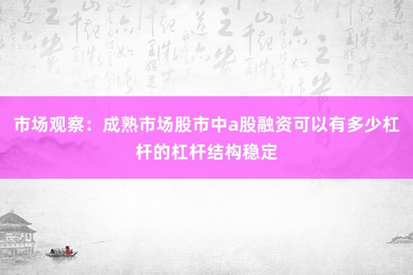 市场观察：成熟市场股市中a股融资可以有多少杠杆的杠杆结构稳定