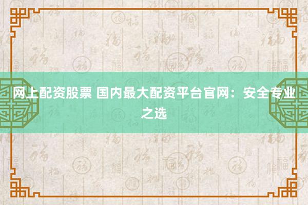 网上配资股票 国内最大配资平台官网：安全专业之选