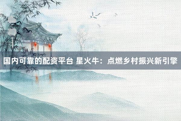 国内可靠的配资平台 星火牛：点燃乡村振兴新引擎