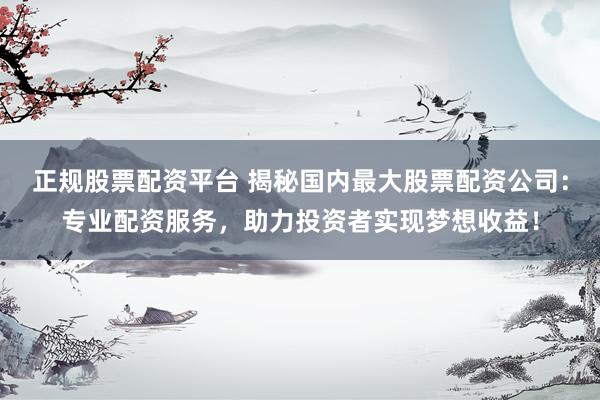 正规股票配资平台 揭秘国内最大股票配资公司：专业配资服务，助力投资者实现梦想收益！