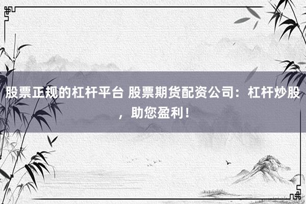 股票正规的杠杆平台 股票期货配资公司：杠杆炒股，助您盈利！