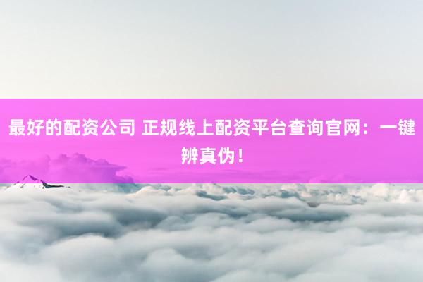 最好的配资公司 正规线上配资平台查询官网：一键辨真伪！