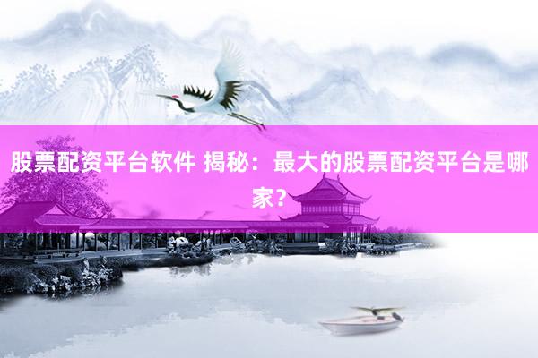 股票配资平台软件 揭秘：最大的股票配资平台是哪家？