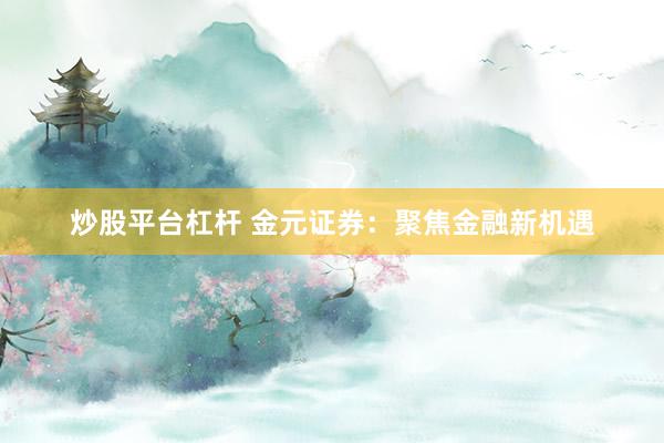 炒股平台杠杆 金元证券：聚焦金融新机遇