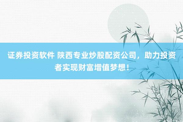 证券投资软件 陕西专业炒股配资公司，助力投资者实现财富增值梦想！